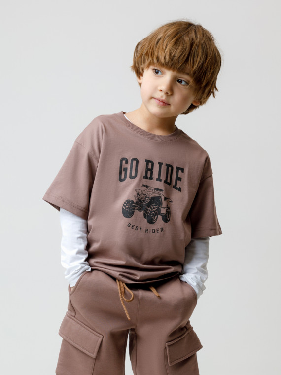 

Футболка для мальчиков CROCKID, КР 302917, цвет - коричневый, Футболка