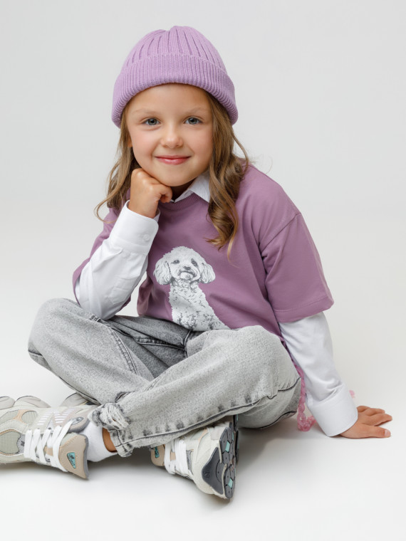 Футболка для девочек CROCKID КР 302882 цвет - фиолетовый 639₽