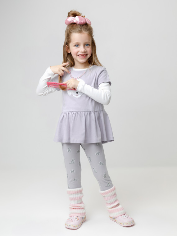 

Лосины из эластичного трикотажа для девочки для девочек CROCKID, КР 4074, цвет - фиолетовый, Лосины из эластичного трикотажа для девочки