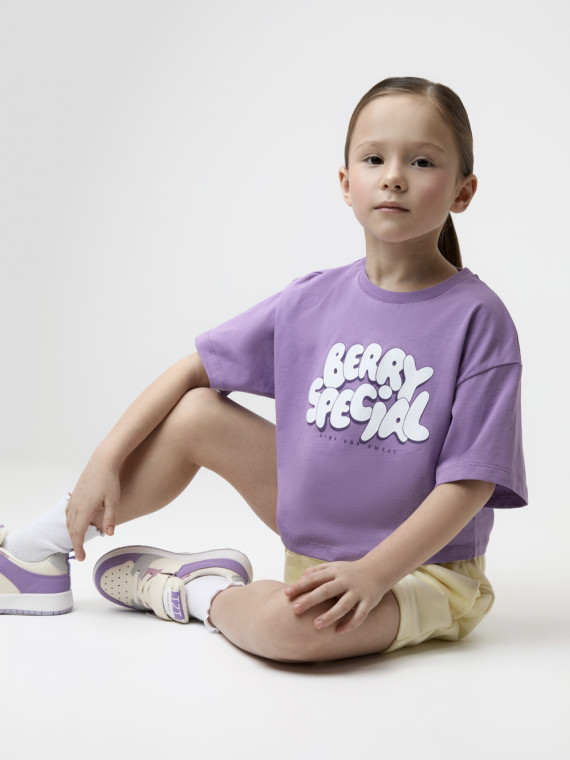 

Футболка для девочек CROCKID, КР 302936, цвет - фиолетовый, Футболка