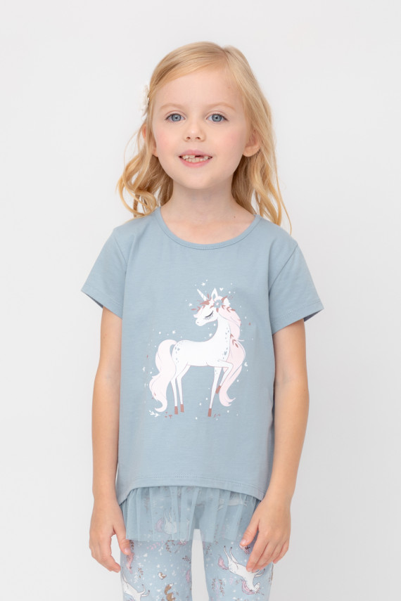 

Футболка для девочек CROCKID, КР 302657, цвет - голубой, Футболка