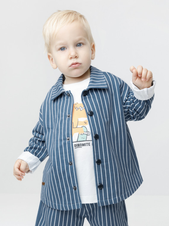 

Рубашка из натурального хлопка для мальчика для мальчиков CROCKID, КР 303037, цвет - синий, Рубашка из натурального хлопка для мальчика