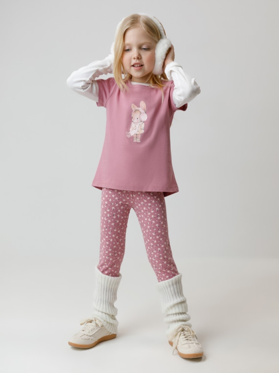 

Лосины из гладкого эластичного трикотажа для девочки для девочек CROCKID, КР 4074, цвет - розовый, Лосины из гладкого эластичного трикотажа для девочки