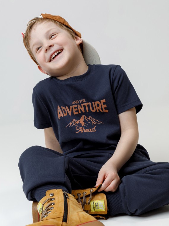 

Футболка для мальчиков CROCKID, КР 302797, цвет - темно-синий, Футболка