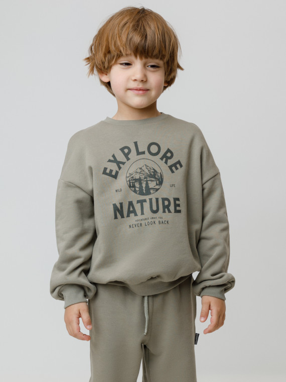 Свитшот из натурального хлопка для мальчика для мальчиков CROCKID КР 302782 цвет - хаки 1149₽