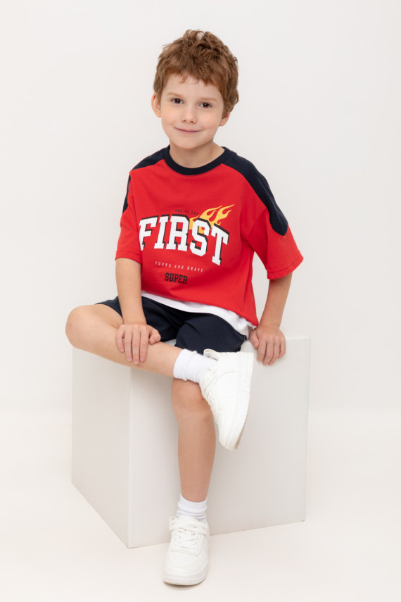 

Футболка для мальчиков CROCKID, КР 302711, цвет - красный, Футболка