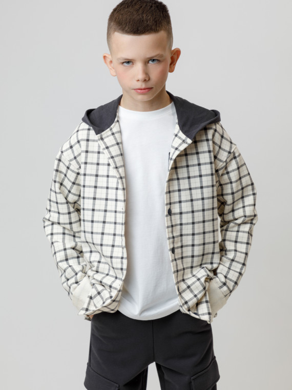 

Рубашка на кнопках для мальчика для мальчиков CROCKID, КР 302780, цвет - сахар, Рубашка на кнопках для мальчика