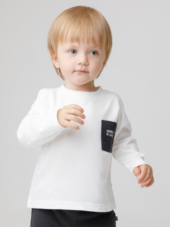 

Лонгслив из натурального хлопка для мальчика для мальчиков CROCKID, КР 302847, цвет - сахар, Лонгслив из натурального хлопка для мальчика