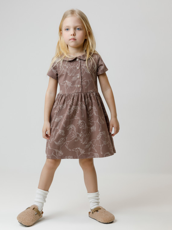 

Платье для девочек CROCKID, КР 5848, цвет - кофейный, Платье