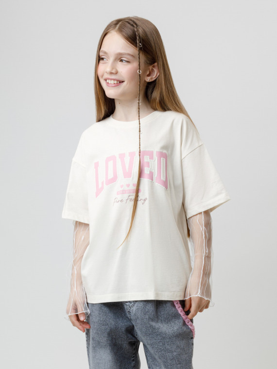 

Футболка для девочек CROCKID, КР 302838, цвет - светло-розовый, Футболка