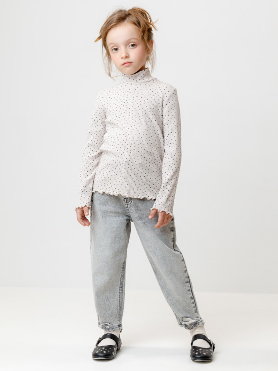 

Водолазка в рубчик для девочки для девочек CROCKID, КР 302858, цвет - бежевый, Водолазка в рубчик для девочки