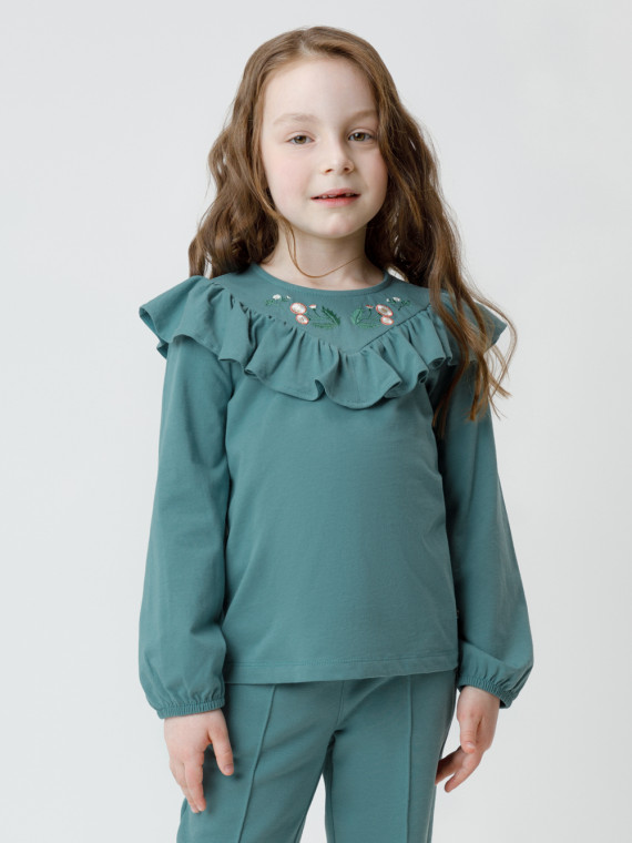 

Блузка для девочек CROCKID, КР 302818, цвет - бирюзовый, Блузка