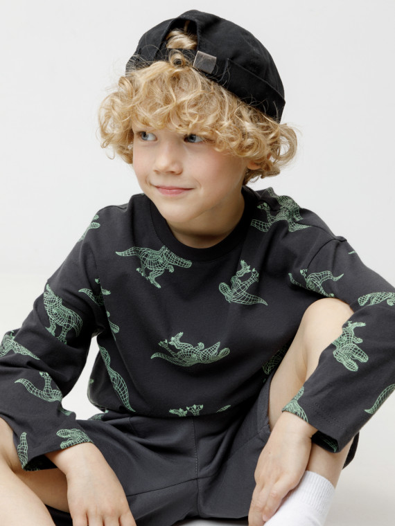 Лонгслив из натурального хлопка для мальчика для мальчиков CROCKID, КР 302273, цвет - темно-серый