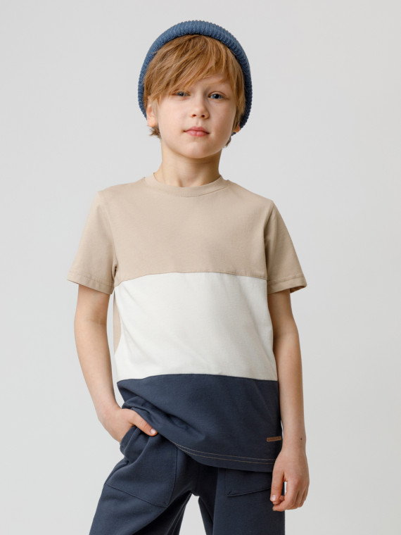 

Футболка для мальчиков CROCKID, КР 302171, цвет - бежевый, Футболка