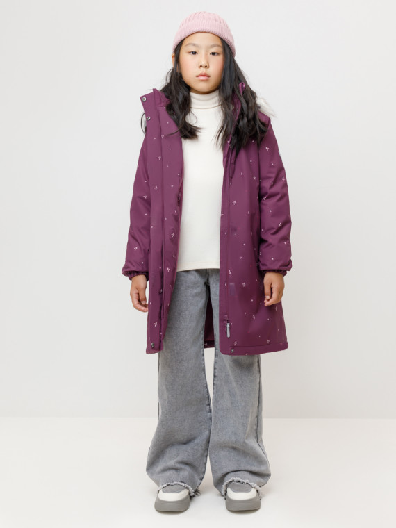 

Пальто для девочек CROCKID, ВК 38105/н/3 ГР, цвет - бордовый, Пальто