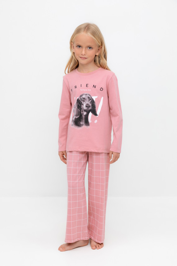 

Пижама для девочек CROCKID, К 1623, цвет - розовый, Пижама