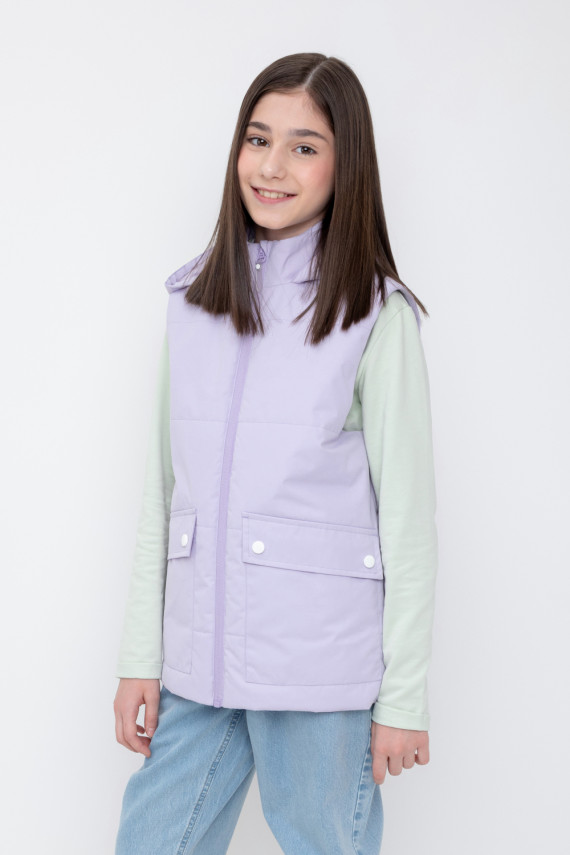 

Жилет с капюшоном для девочки для девочек CROCKID, ВК 35011/8 ГР, цвет - фиолетовый, Жилет с капюшоном для девочки