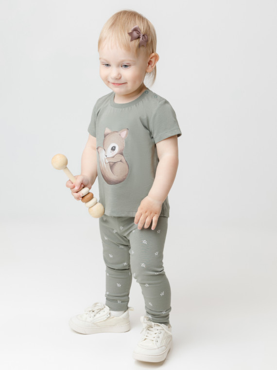 Лосины из гладкого эластичного трикотажа для девочки для девочек CROCKID КР 4321 цвет - хаки 559₽