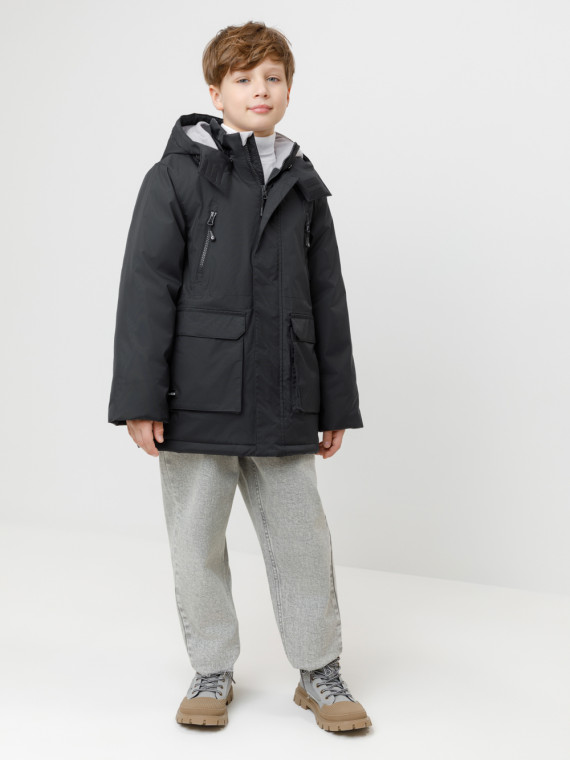 Куртка зимняя для мальчика с утеплителем нового поколения для мальчиков CROCKID ВК 361082 ГР цвет - черный 4799₽