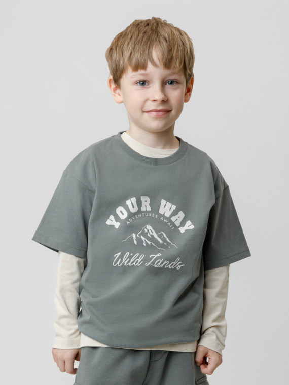 

Футболка для мальчиков CROCKID, КР 302778, цвет - зеленый, Футболка