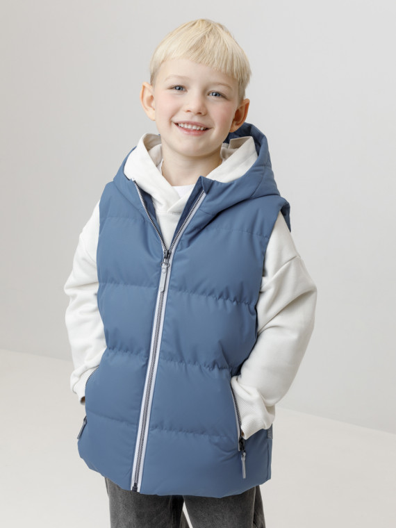 

Жилет утеплённый с капюшоном для мальчика для мальчиков CROCKID, ВК 35022/5 ГР (), цвет - синий, Жилет утеплённый с капюшоном для мальчика