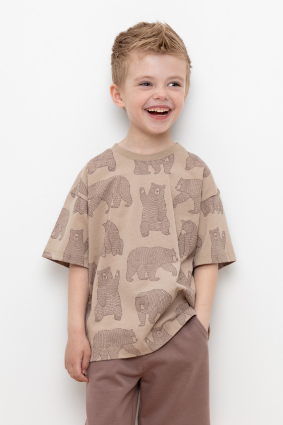 

Футболка для мальчиков CROCKID, КР 302192, цвет - бежевый, Футболка