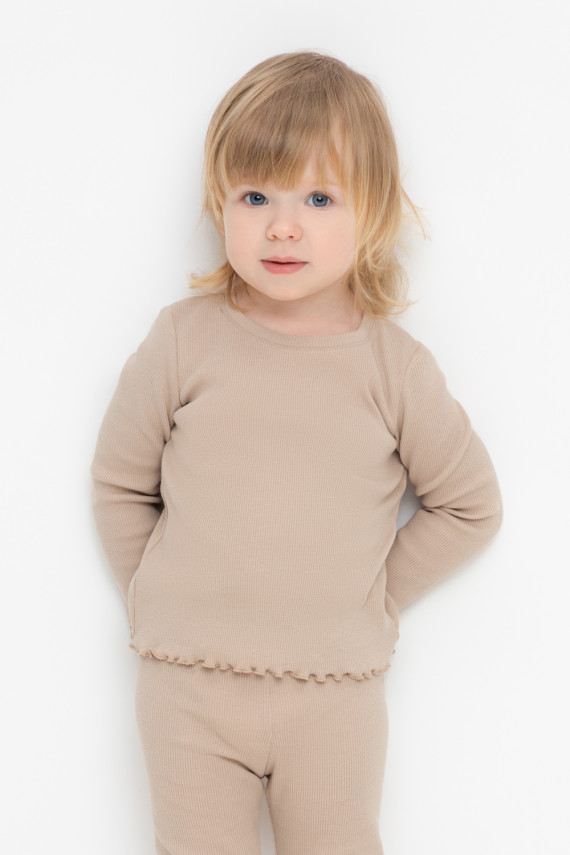 Лонгслив для девочки в рубчик для девочек CROCKID КР 302550 цвет - бежевый 399₽