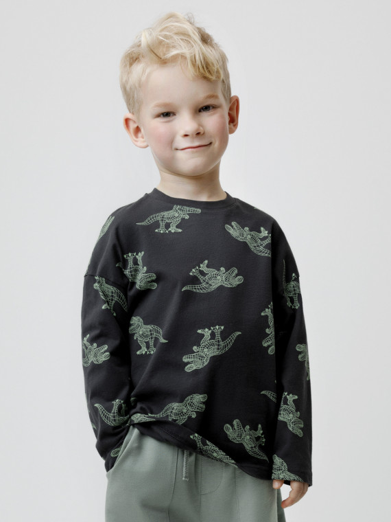 Лонгслив из натурального хлопка для мальчика для мальчиков CROCKID, КР 302273-1, цвет - темно-серый
