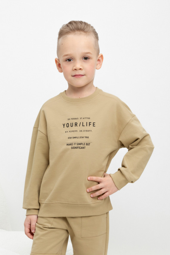 

Свитшот для мальчика для мальчиков CROCKID, КР 302392, цвет - коричневый, Свитшот для мальчика