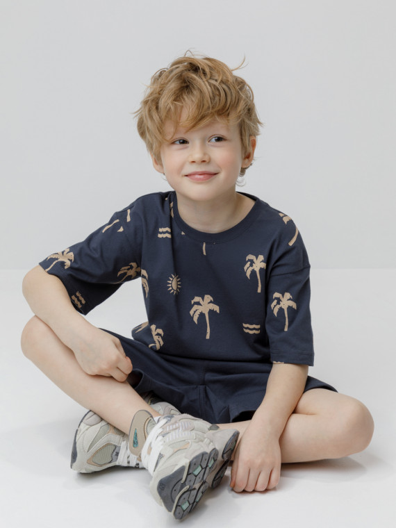 

Футболка для мальчиков CROCKID, КР 302979, цвет - темно-синий, Футболка