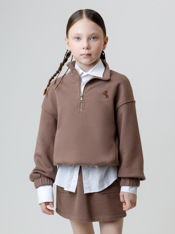 

Свитшот для девочки для девочек CROCKID, КР 302821, цвет - кофейный, Свитшот для девочки