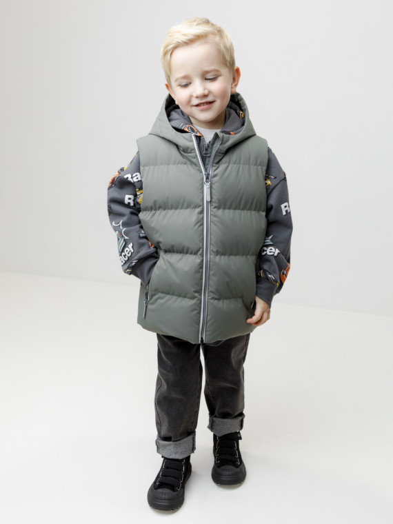 

Жилет утеплённый с капюшоном для мальчика для мальчиков CROCKID, ВК 35022/4 ГР (), цвет - хаки, Жилет утеплённый с капюшоном для мальчика