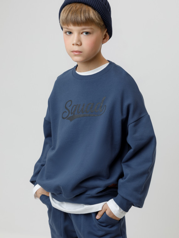 Свитшот из натурального хлопка для мальчика для мальчиков CROCKID КР 302796 цвет - синий 1359₽