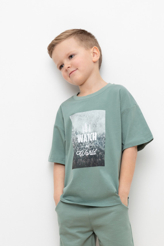 

Футболка для мальчиков CROCKID, КР 302235, цвет - зеленый, Футболка