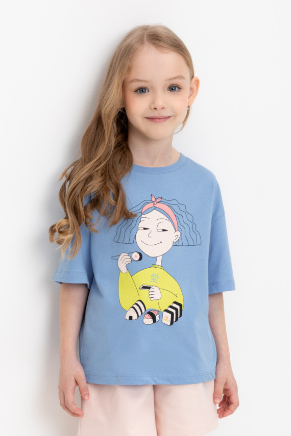 

Футболка для девочек CROCKID, К 302351, цвет - голубой, Футболка