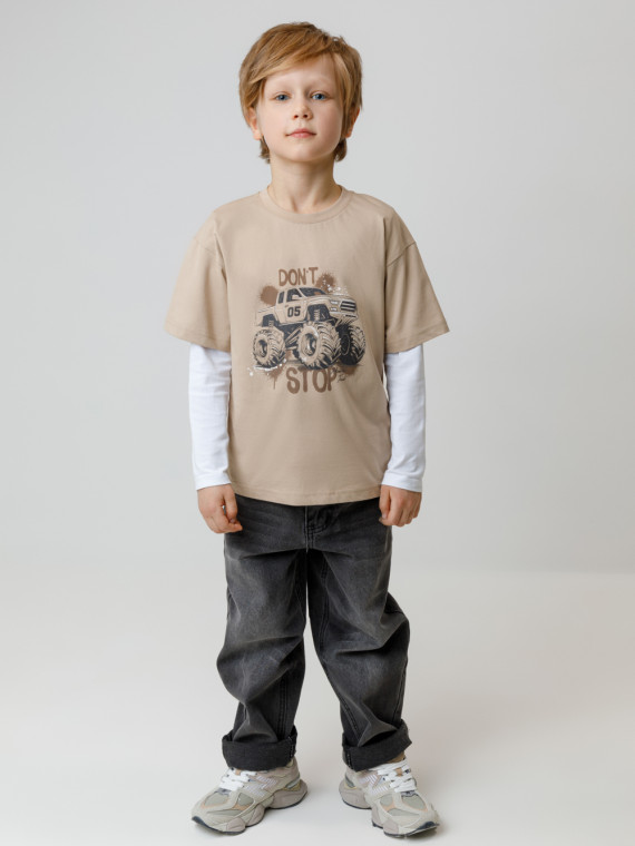 

Футболка для мальчиков CROCKID, КР 302779, цвет - бежевый, Футболка