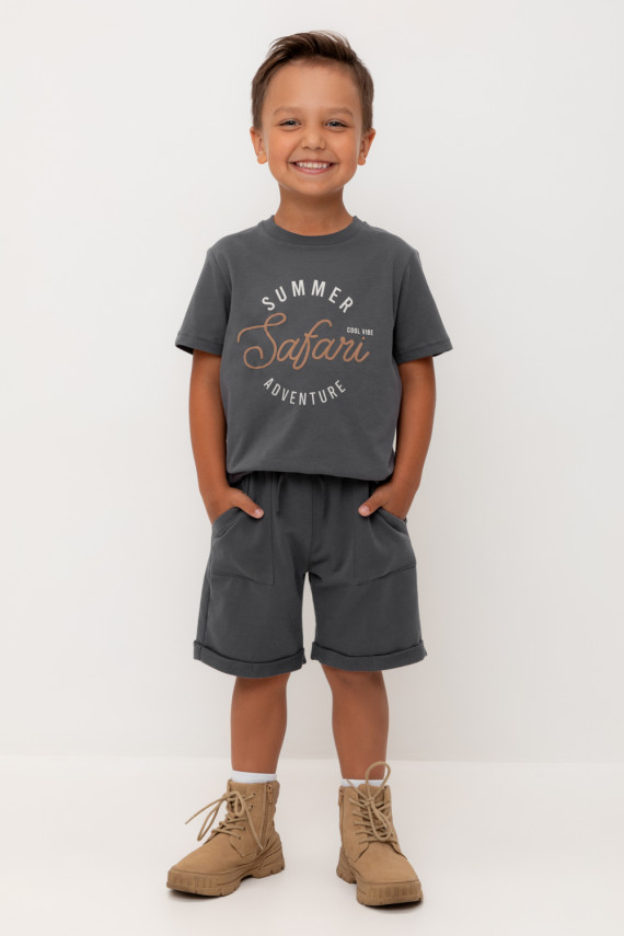 

Шорты для мальчика для мальчиков CROCKID, КР 400642-1, цвет - темно-серый, Шорты для мальчика