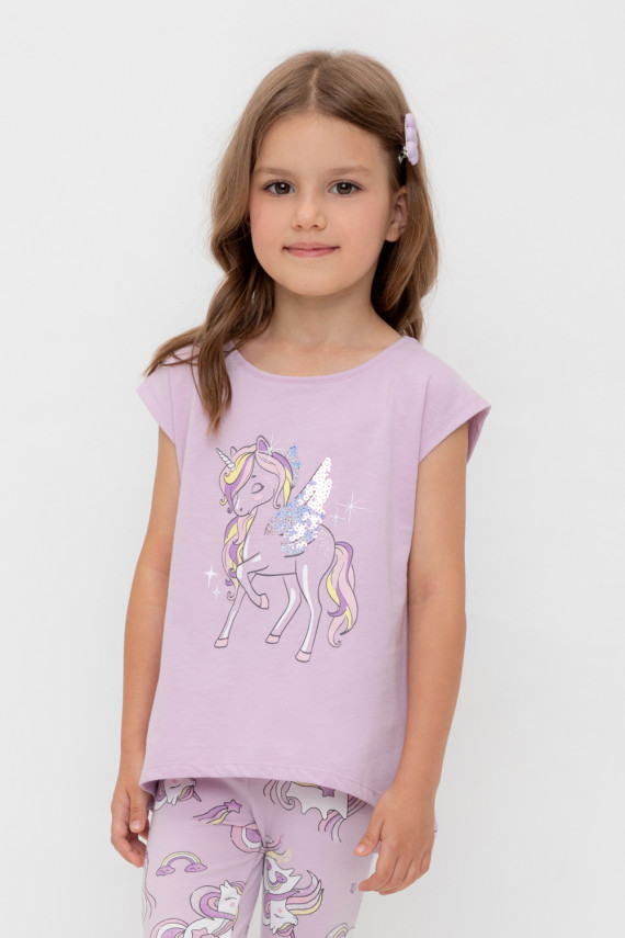 

Футболка для девочек CROCKID, КР 302319-1, цвет - фиолетовый, Футболка