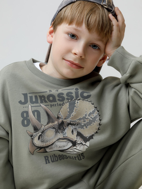 

Свитшот для мальчика для мальчиков CROCKID, КР 302843, цвет - хаки, Свитшот для мальчика