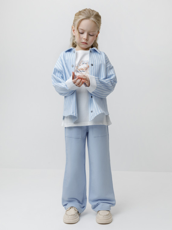 

Брюки для девочек CROCKID, КР 400926, цвет - голубой, Брюки