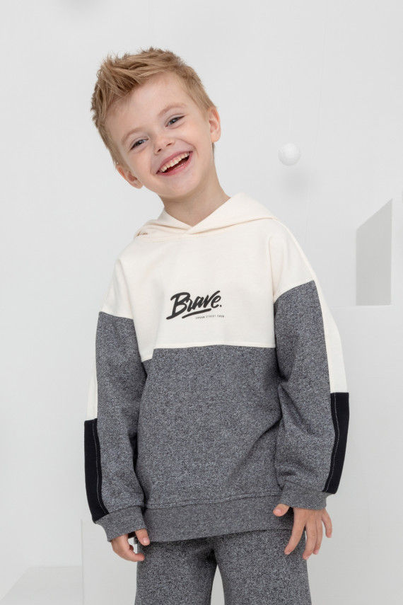 Толстовка с капюшоном для мальчика из мягкого петельчатого футера для мальчиков CROCKID КР 302231 цвет - серый 699₽