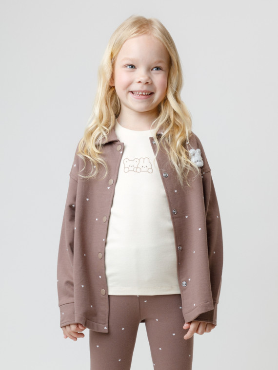 

Рубашка для девочек CROCKID, КР 302903, цвет - коричневый, Рубашка