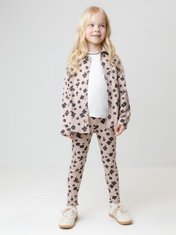 Лосины в рубчик для девочки для девочек CROCKID КР 400867 цвет - бежевый 719₽