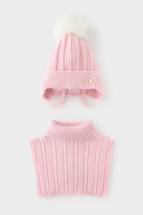 Комплект для девочки шапка и манишка из полушерсти для девочек CROCKID КВ 22013ш цвет - розовый 2399₽