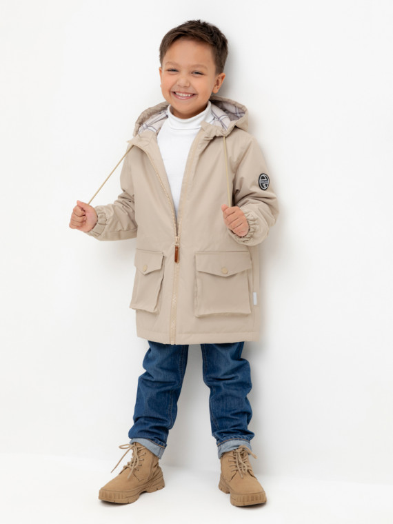 

Демисезонная куртка для мальчика с утеплителем для мальчиков CROCKID, ВК 30150/1 УЗГ, цвет - бежевый, Демисезонная куртка для мальчика с утеплителем