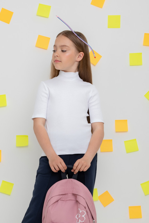 Водолазка с коротким рукавом для девочки для девочек CROCKID К 302151 цвет - белый 899₽