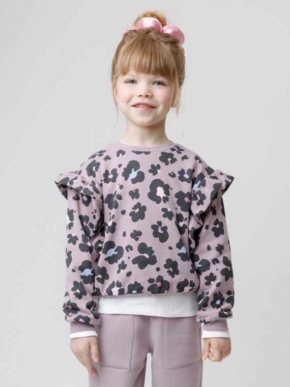 

Свитшот с начёсом для девочки для девочек CROCKID, КР 302870, цвет - фиолетовый, Свитшот с начёсом для девочки