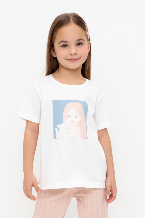 

Футболка для девочек CROCKID, КР 302726, цвет - сахар, Футболка