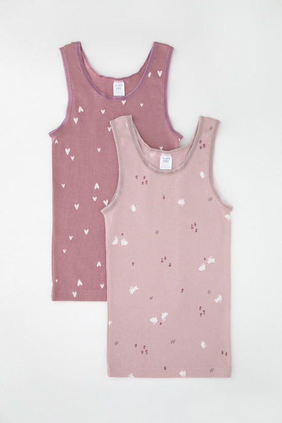 Трикотажные майки в комплекте 2 шт для девочек CROCKID К 1186-2уп цвет - розовый 699₽