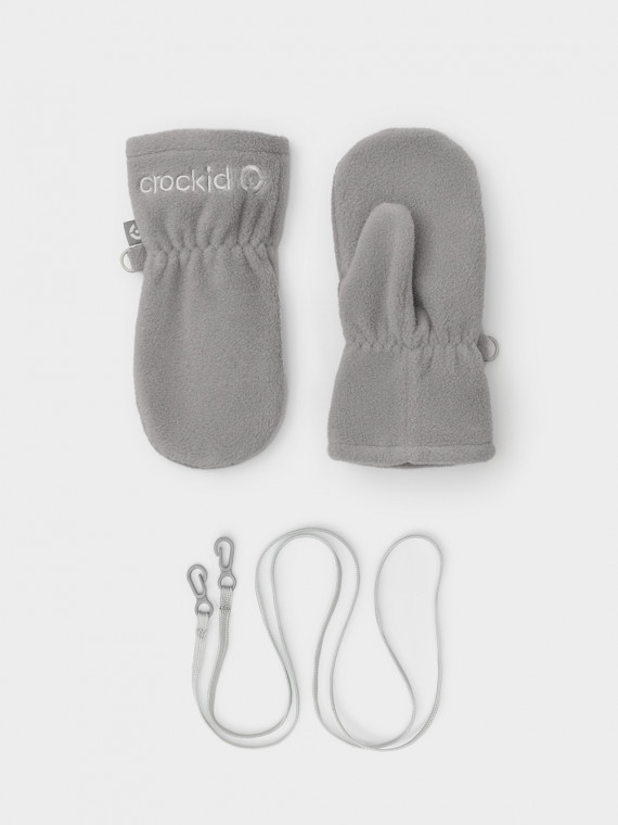 

Флисовые варежки на шнурке для мальчиков CROCKID, ФЛ 10000/25/56 ГР, цвет - серый, Флисовые варежки на шнурке